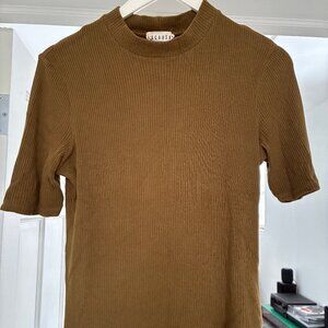 LACAUSA Mock Neck Rib Sweater